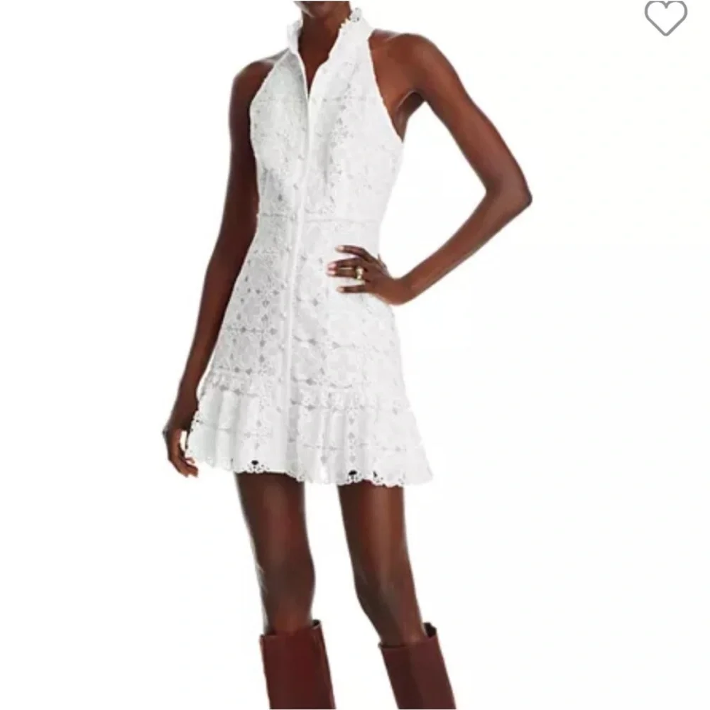 AQUA Lace Mini Shirt Dress - Picture 2 of 7